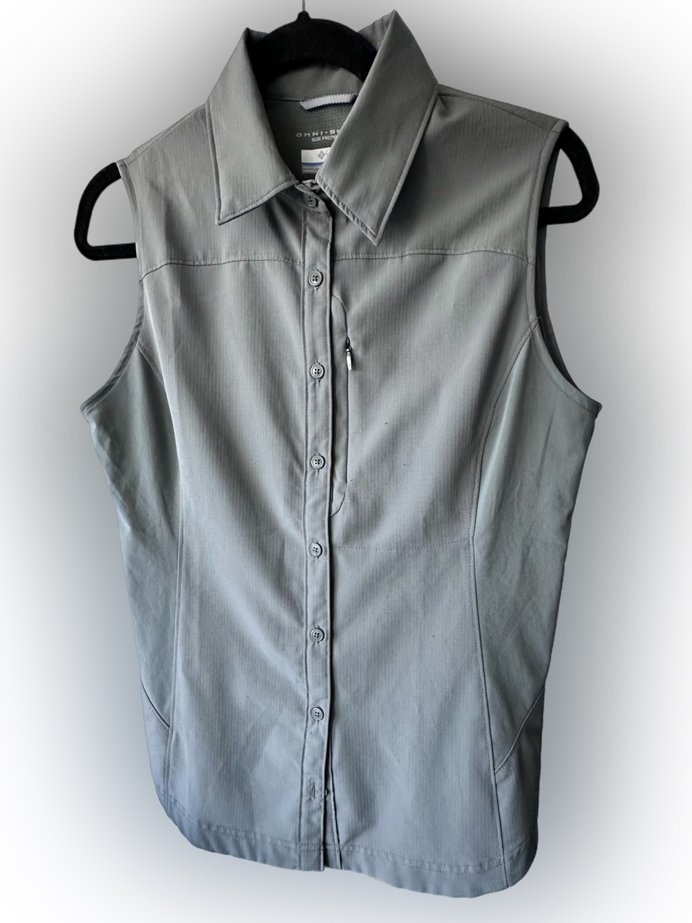 Jones New York Women's Gray Sleeveless Button Front Top